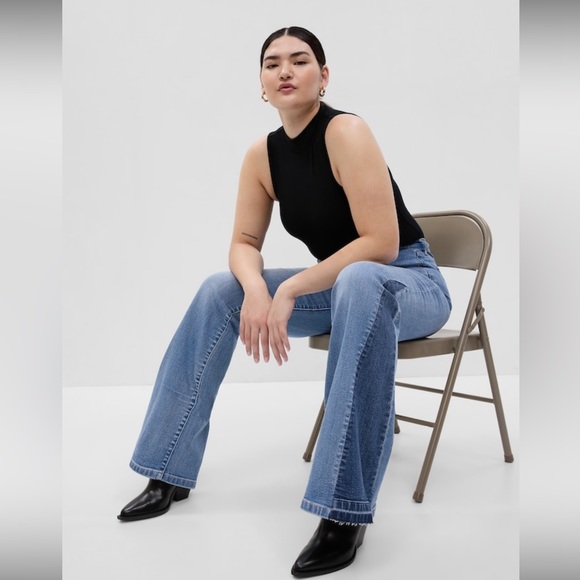 70s Flare Patch Denim Jeans - Size 30 TALL (10T) - Picture 5 of 7